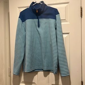 Men’s Crown & Ivy Ribbed Fleece 1/4 Zip Mock Neck Pullover size Large Blue